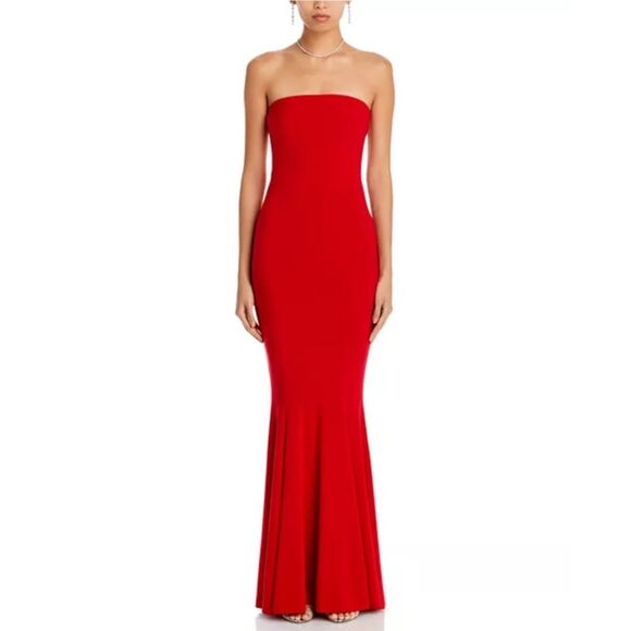 Norma Kamali Strapless Fishtail Gown in Tiger Red, NWT, Size L-40 - Picture 16 of 16